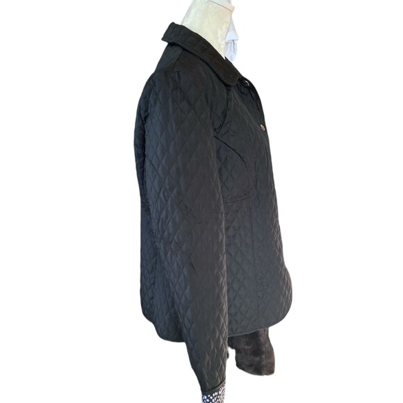 Briggs New York women's M black quilted long sleeve collared snap front jacket - Picture 3 of 11